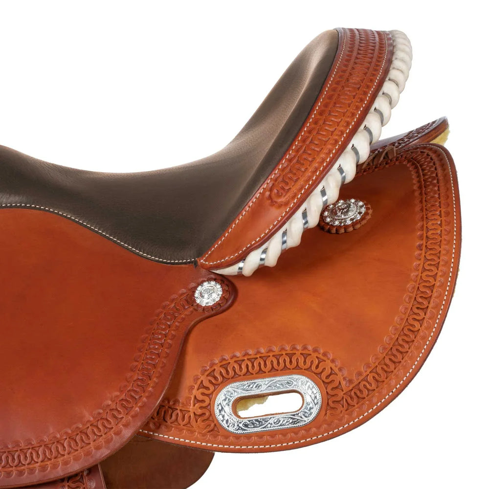 Selle de baril Pool's SE 0075, siège coloré en cuir brut