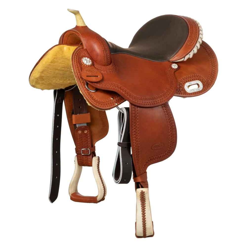 Selle de baril Pool's SE 0075, siège coloré en cuir brut