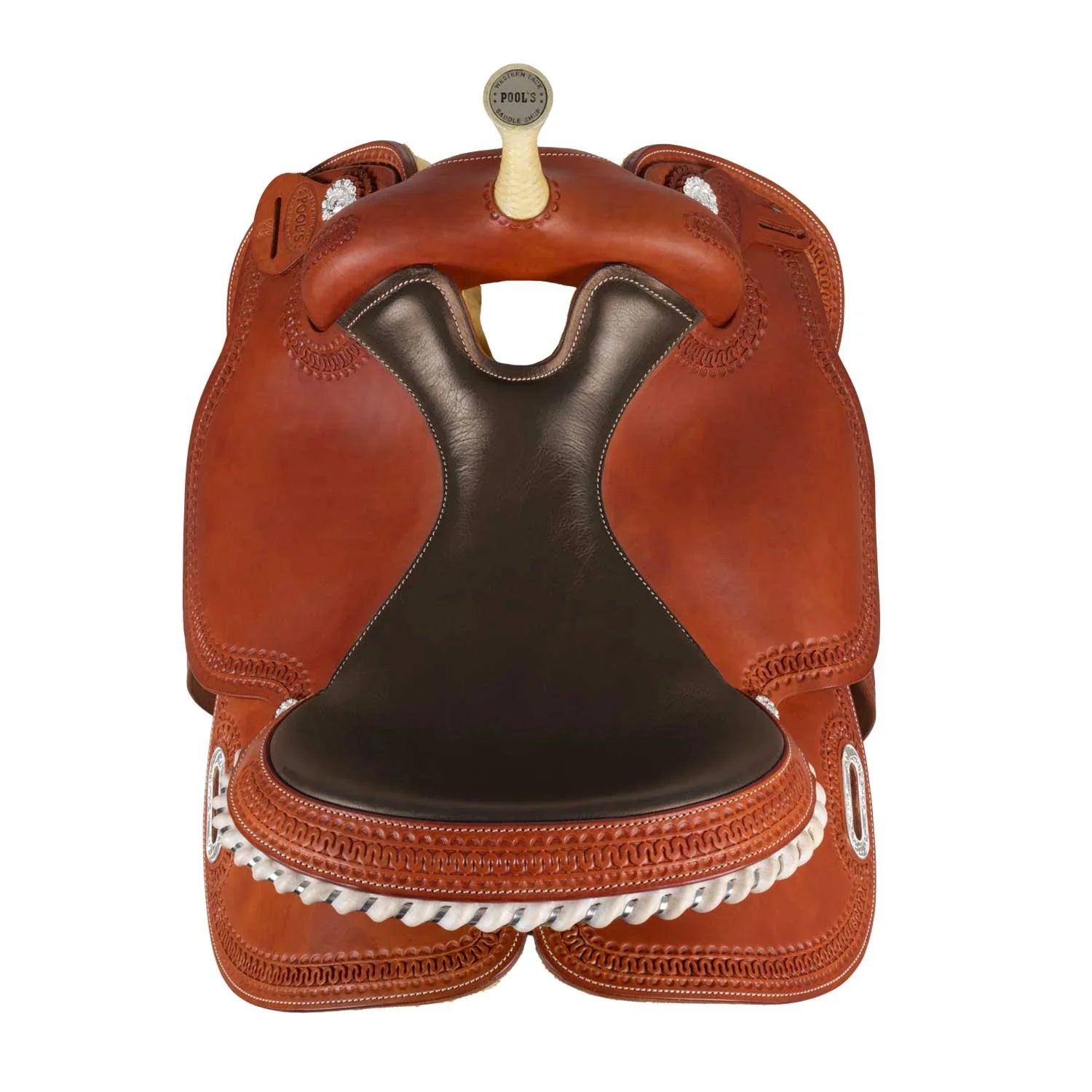 Selle de baril Pool's SE 0075, siège coloré en cuir brut