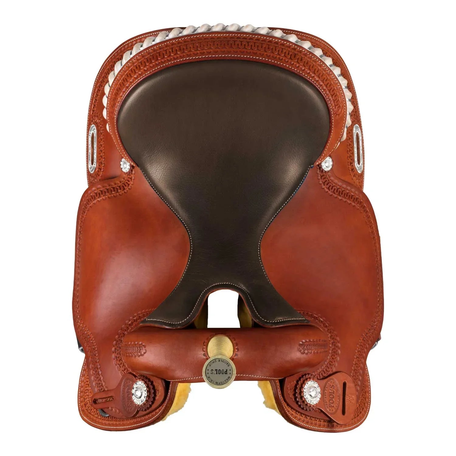 Selle de baril Pool's SE 0075, siège coloré en cuir brut