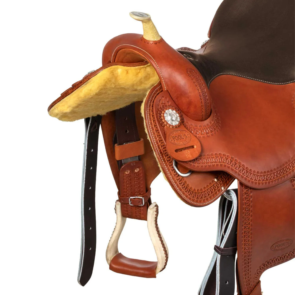 Selle de baril Pool's SE 0075, siège coloré en cuir brut