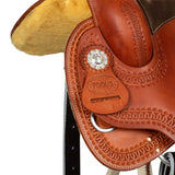 Selle de baril Pool's SE 0075, siège coloré en cuir brut