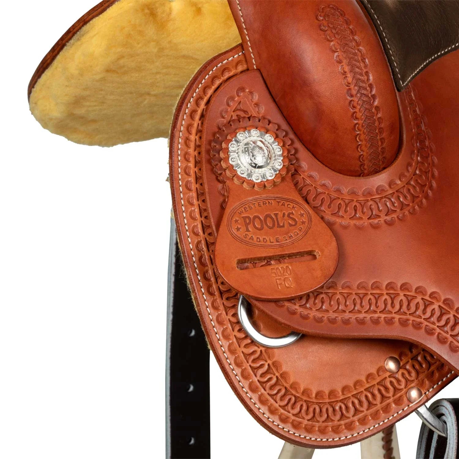 Selle de baril Pool's SE 0075, siège coloré en cuir brut