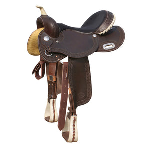 Selle de baril Pool's SE 0075, siège coloré en cuir brut